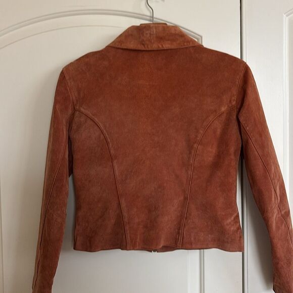 Vintage Rust Leather Suede bomber coat jacket women’s size large - Picture 6 of 10
